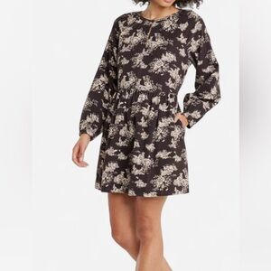 Universal Thread Brown and Cream Floral Long Sleeve Dress